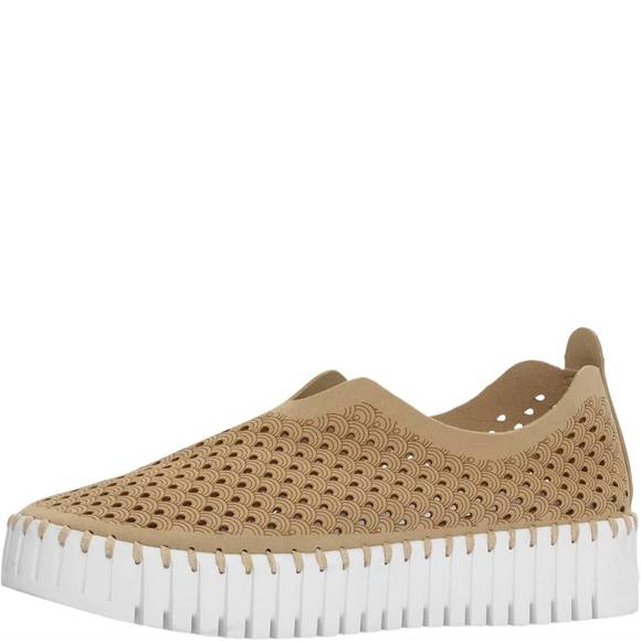 ILSE JACOBSEN SHOE PERFORATED MICROFIBRE UPPER PLATFORM TULIP3373-849 GOLDEN NUGGET